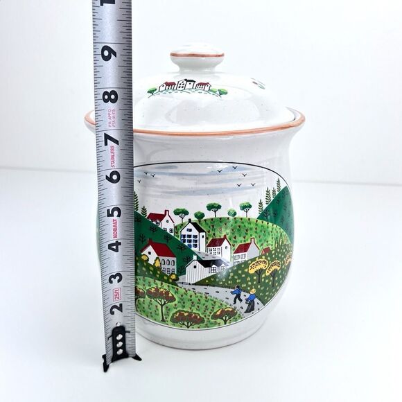 Newcor Stoneware Country Village Cookie Jar Canister - Picture 10 of 11